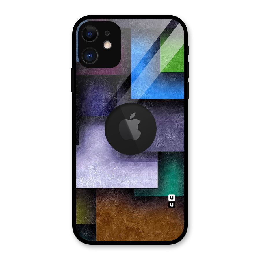 Concrete Squares Glass Back Case for iPhone 11 Logo Cut