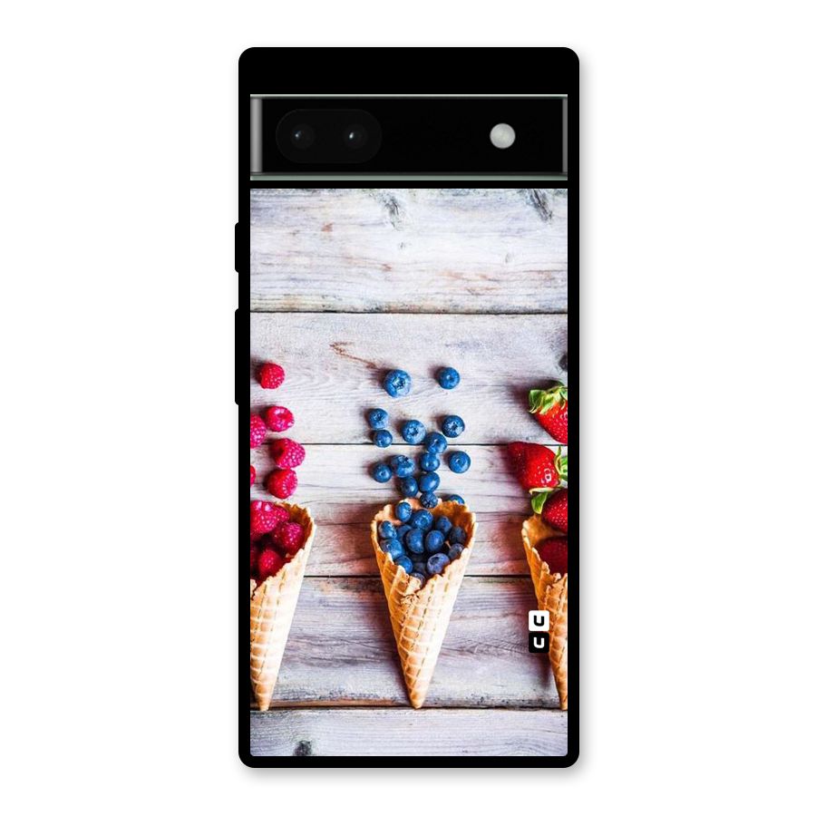 Cone Fruits Design Glass Back Case for Google Pixel 6a