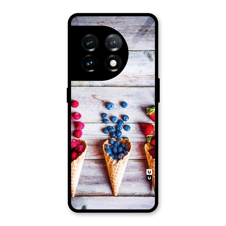 Cone Fruits Design Glass Back Case for OnePlus 11
