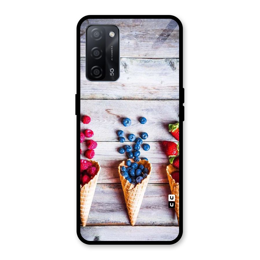 Cone Fruits Design Glass Back Case for Oppo A53s 5G