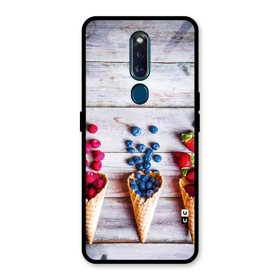 Cone Fruits Design Glass Back Case for Oppo F11 Pro