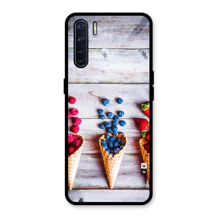 Cone Fruits Design Glass Back Case for Oppo F15