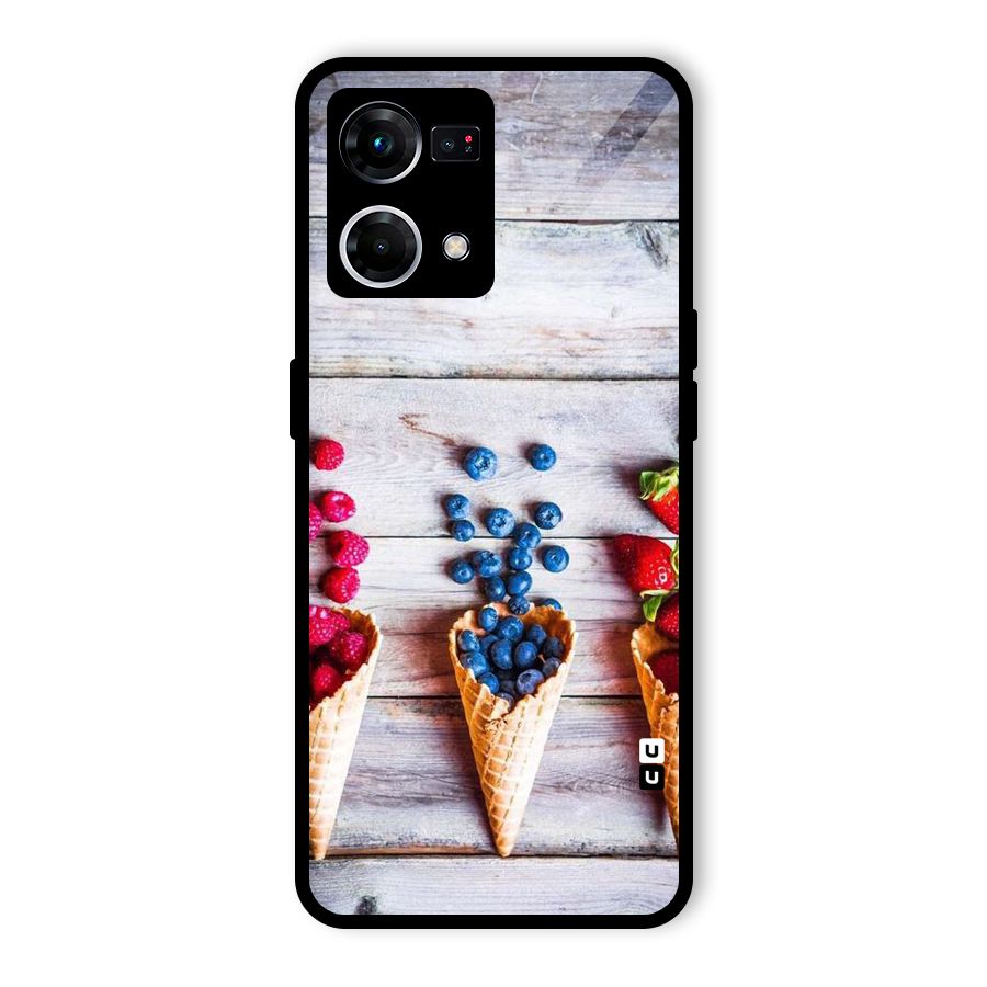 Cone Fruits Design Glass Back Case for Oppo F21 Pro 5G