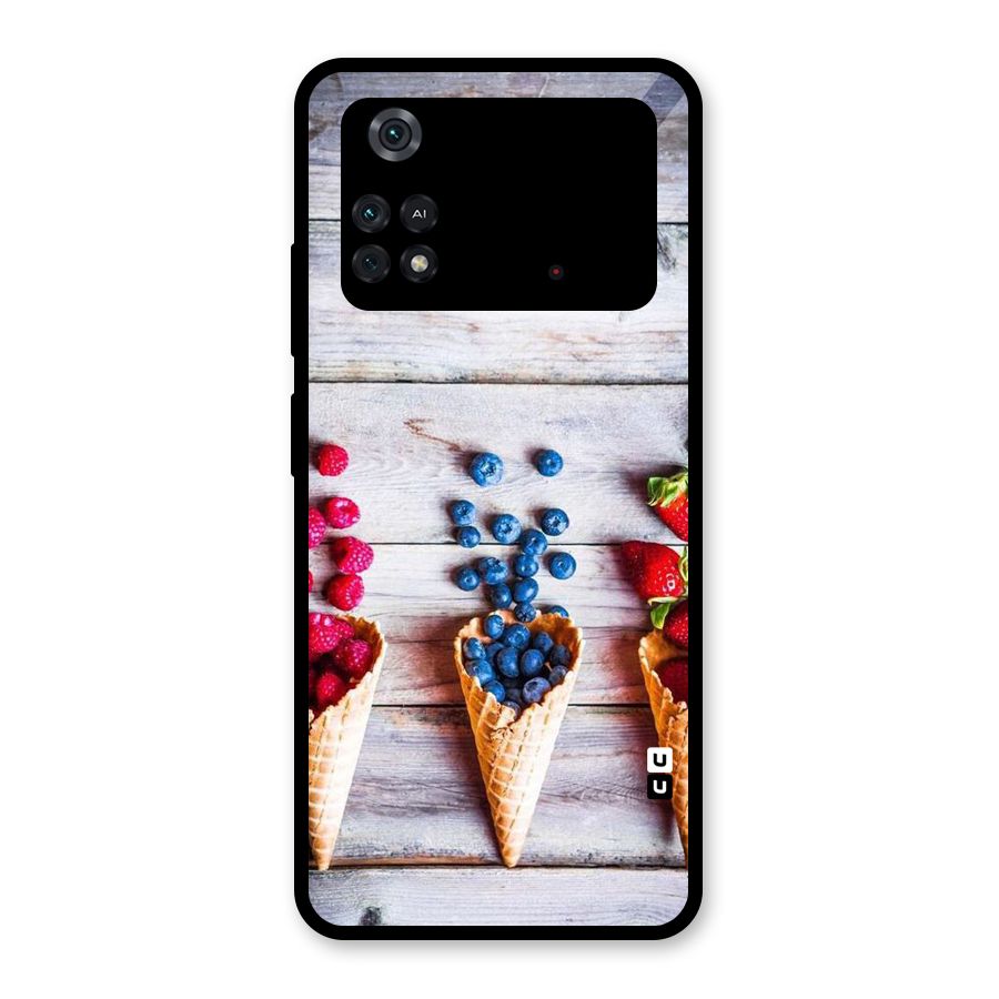 Cone Fruits Design Glass Back Case for Poco M4 Pro 4G