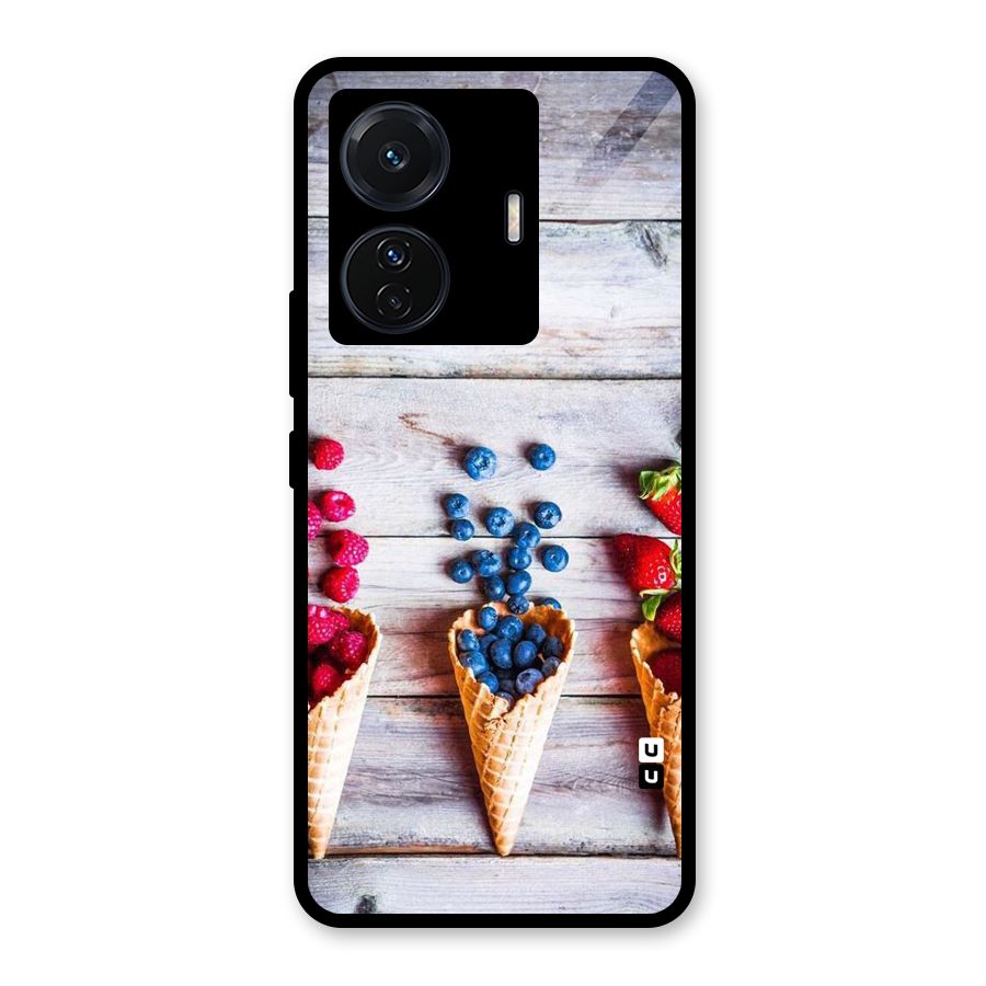 Cone Fruits Design Glass Back Case for Vivo T1 Pro
