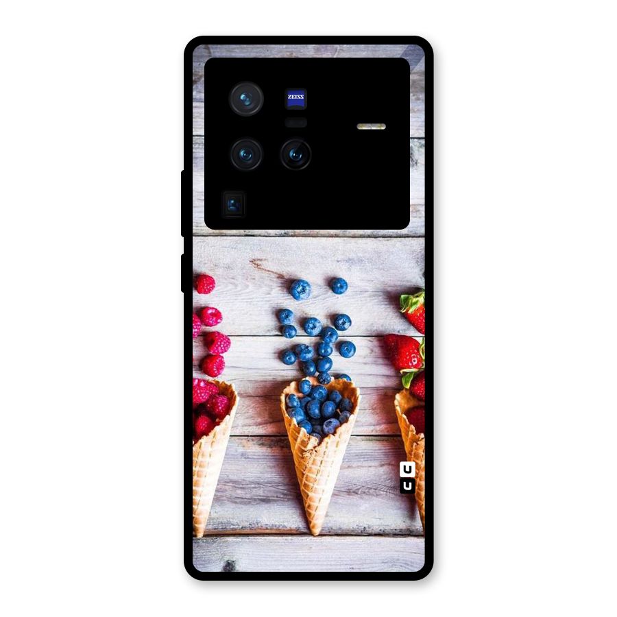 Cone Fruits Design Glass Back Case for Vivo X80 Pro