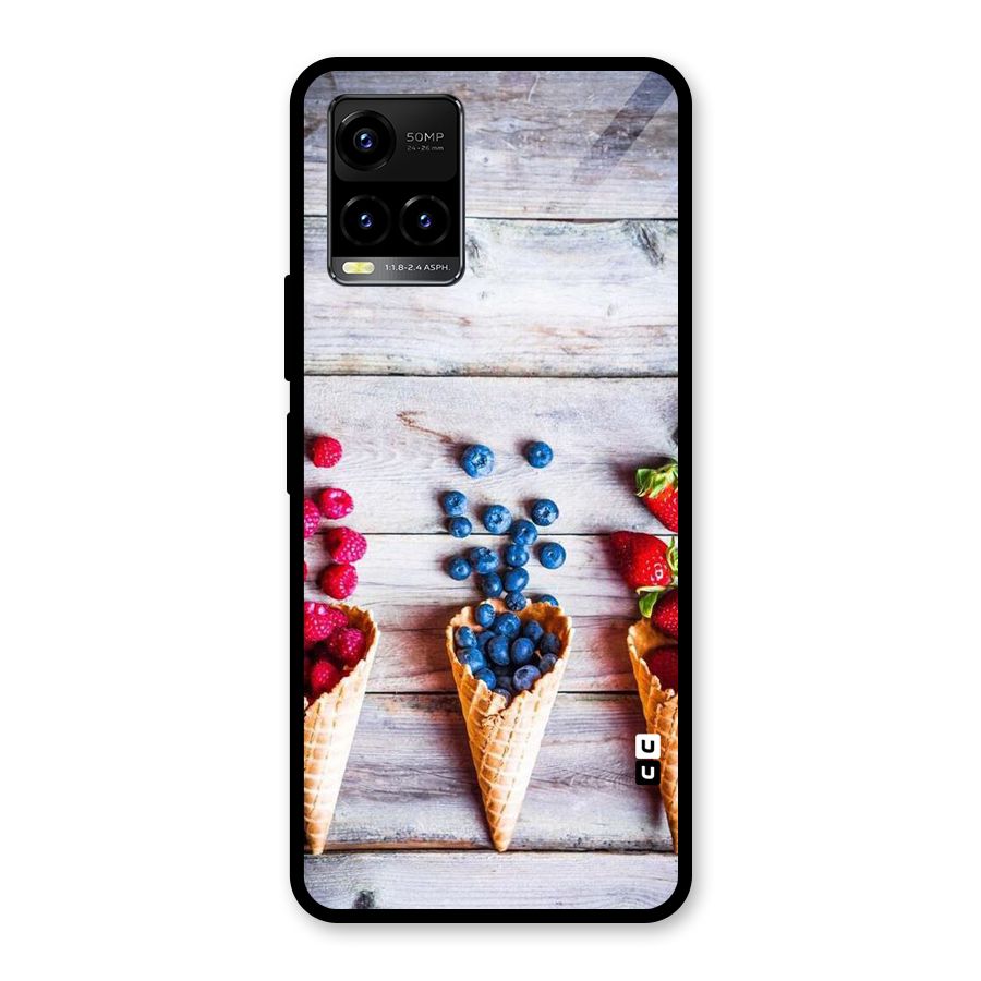 Cone Fruits Design Glass Back Case for Vivo Y21A