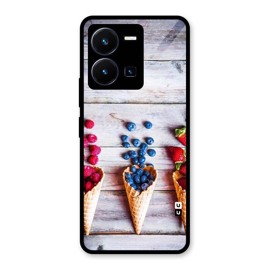 Cone Fruits Design Glass Back Case for Vivo Y35