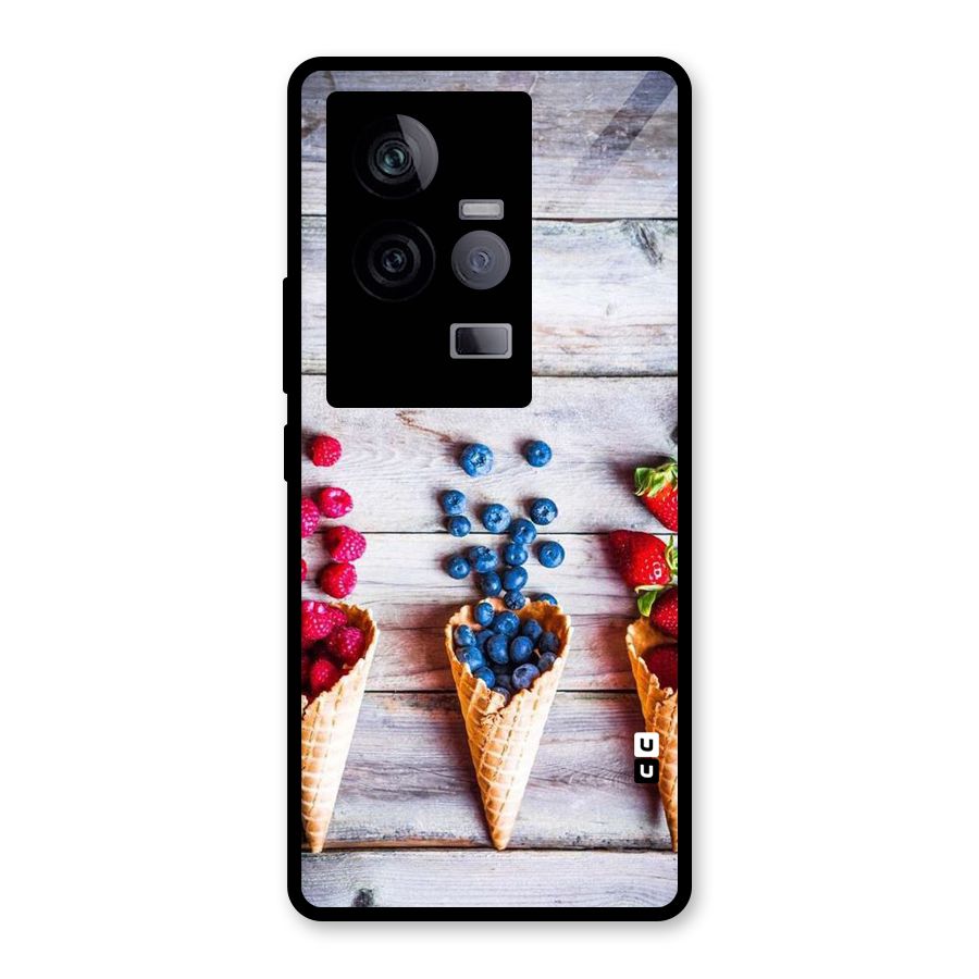 Cone Fruits Design Glass Back Case for Vivo iQOO 11 5G