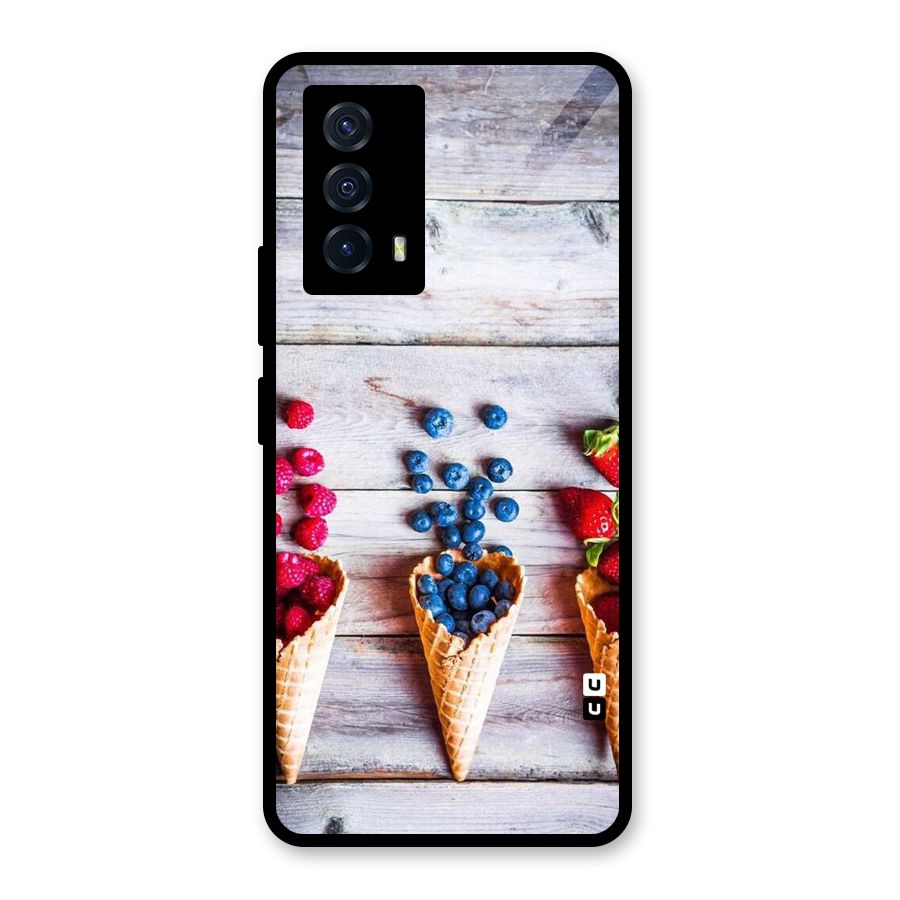 Cone Fruits Design Glass Back Case for Vivo iQOO Z5