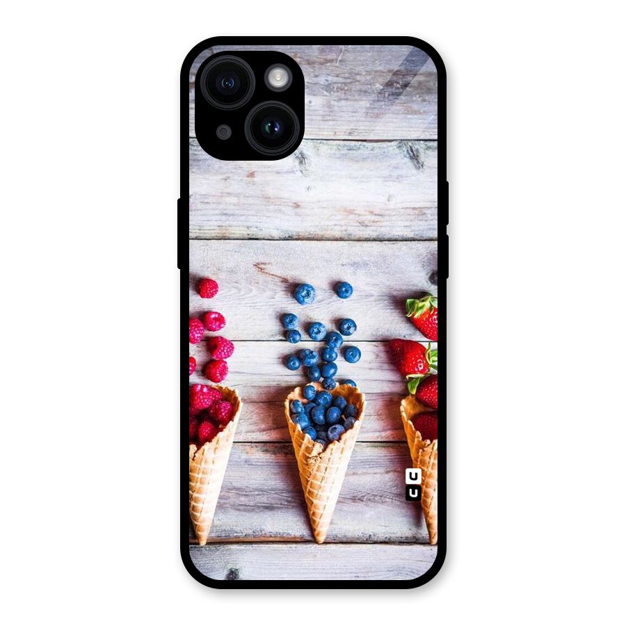 Cone Fruits Design Glass Back Case for iPhone 14