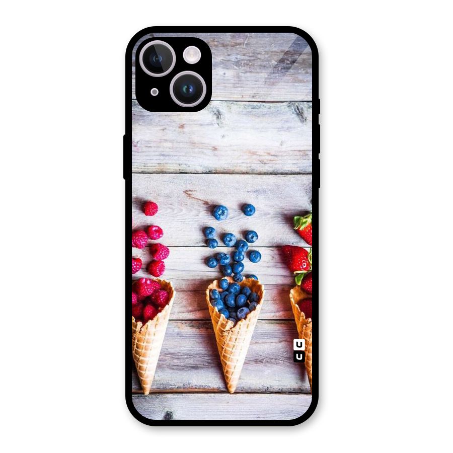 Cone Fruits Design Glass Back Case for iPhone 14 Plus