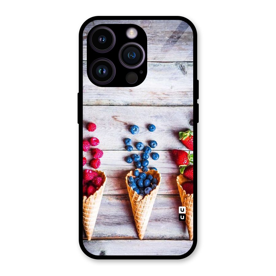 Cone Fruits Design Glass Back Case for iPhone 14 Pro