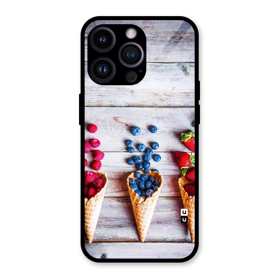 Cone Fruits Design Glass Back Case for iPhone 14 Pro Max