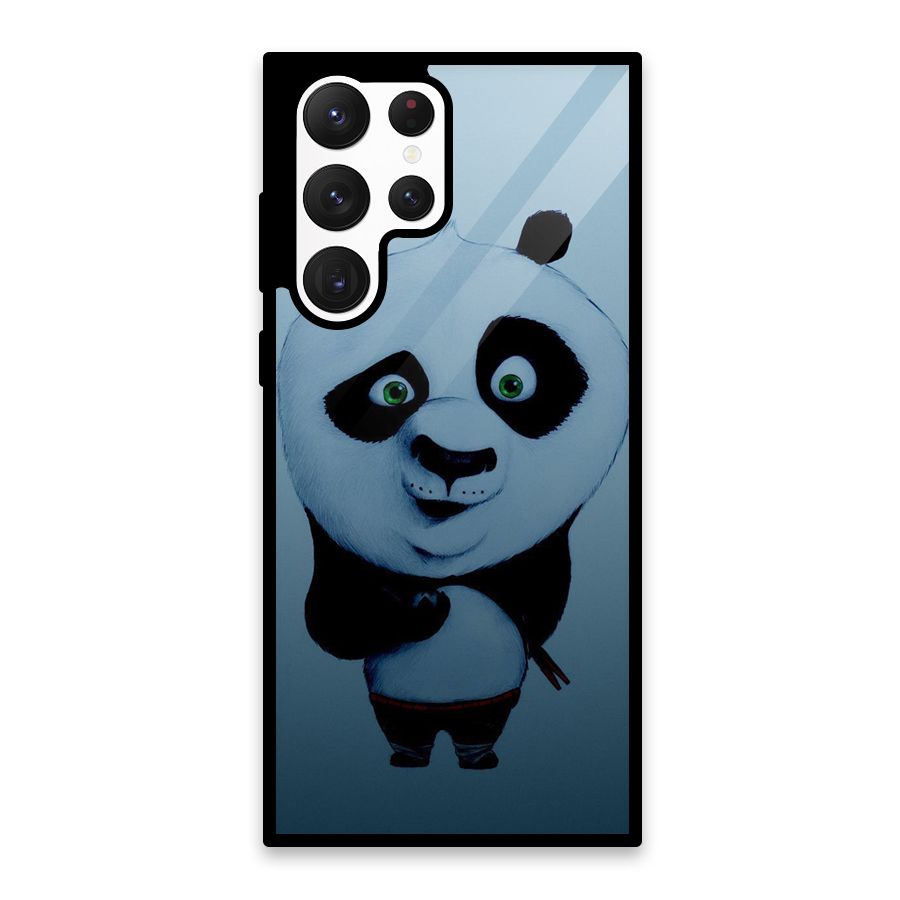 Confused Cute Panda Glass Back Case for Galaxy S22 Ultra 5G