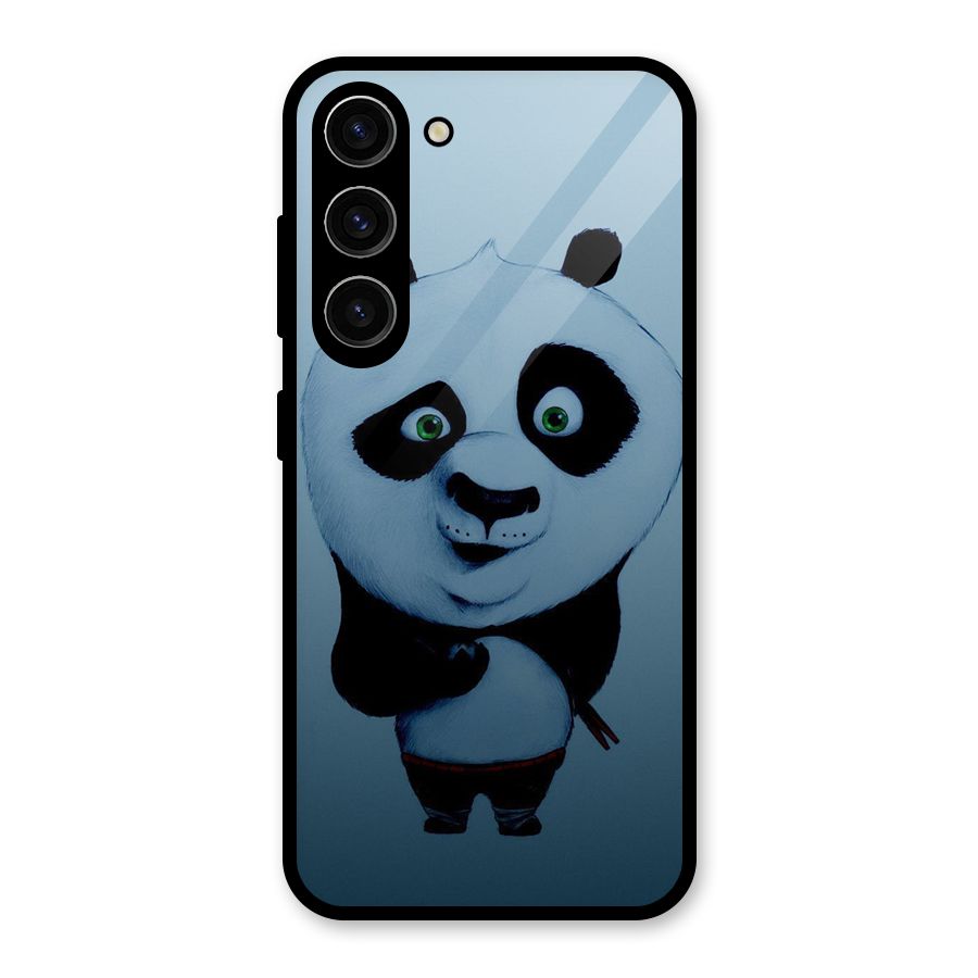 Confused Cute Panda Glass Back Case for Galaxy S23