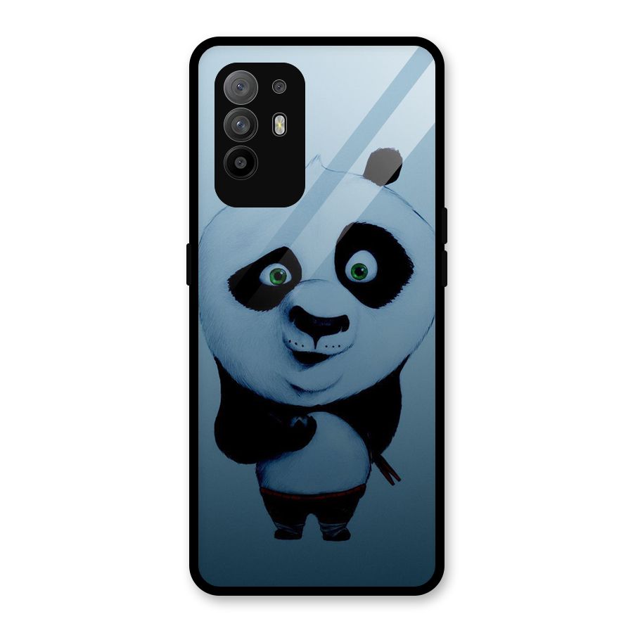 Confused Cute Panda Glass Back Case for Oppo F19 Pro Plus 5G