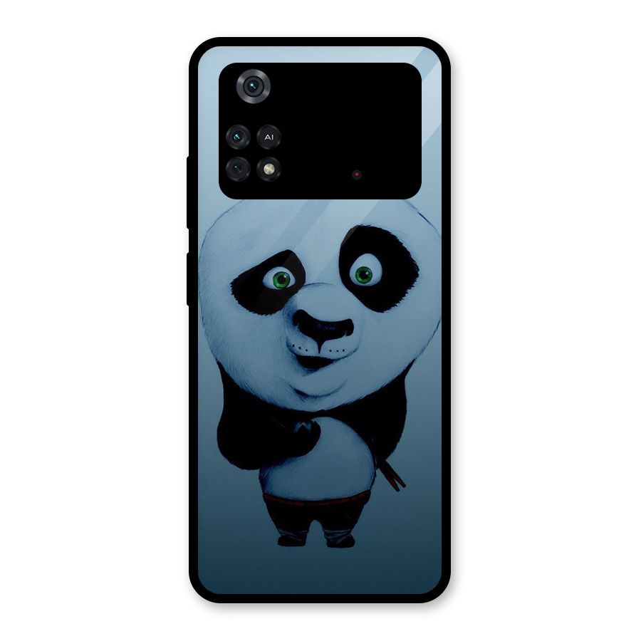 Confused Cute Panda Glass Back Case for Poco M4 Pro 4G