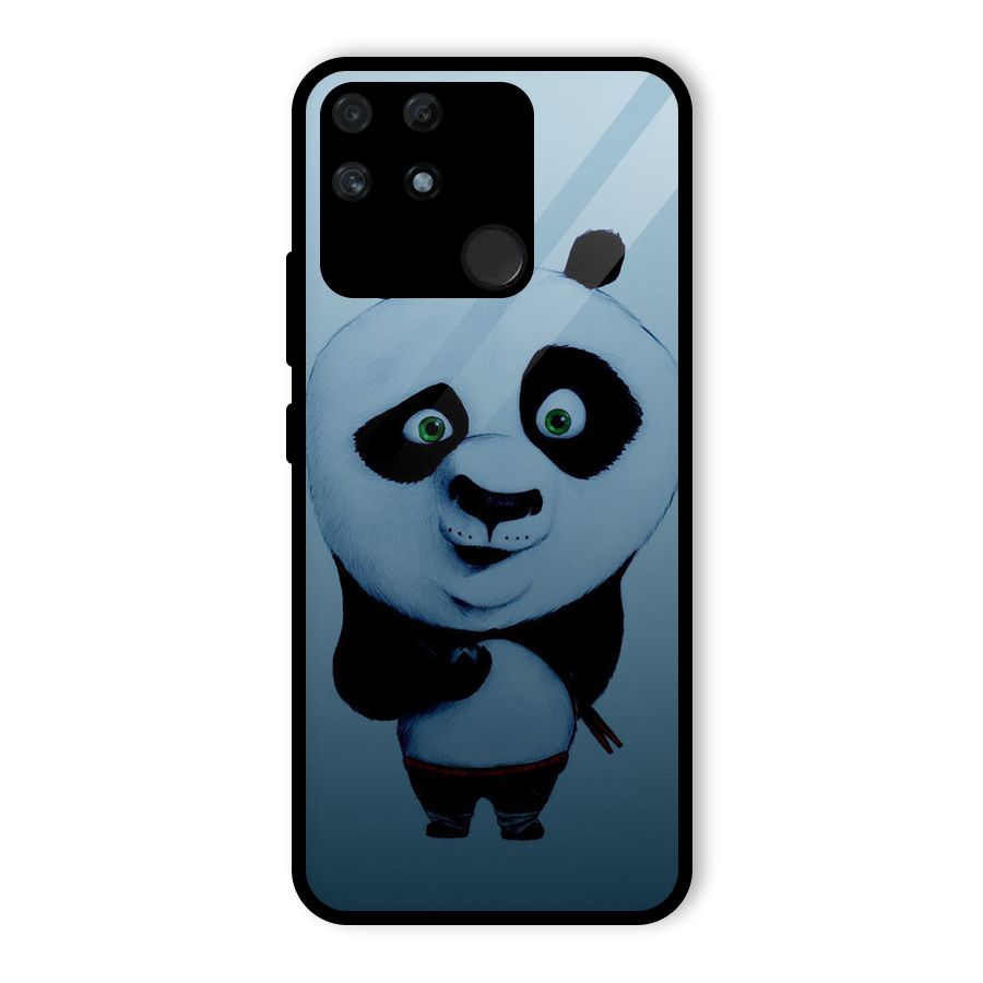 Confused Cute Panda Glass Back Case for Realme Narzo 50A