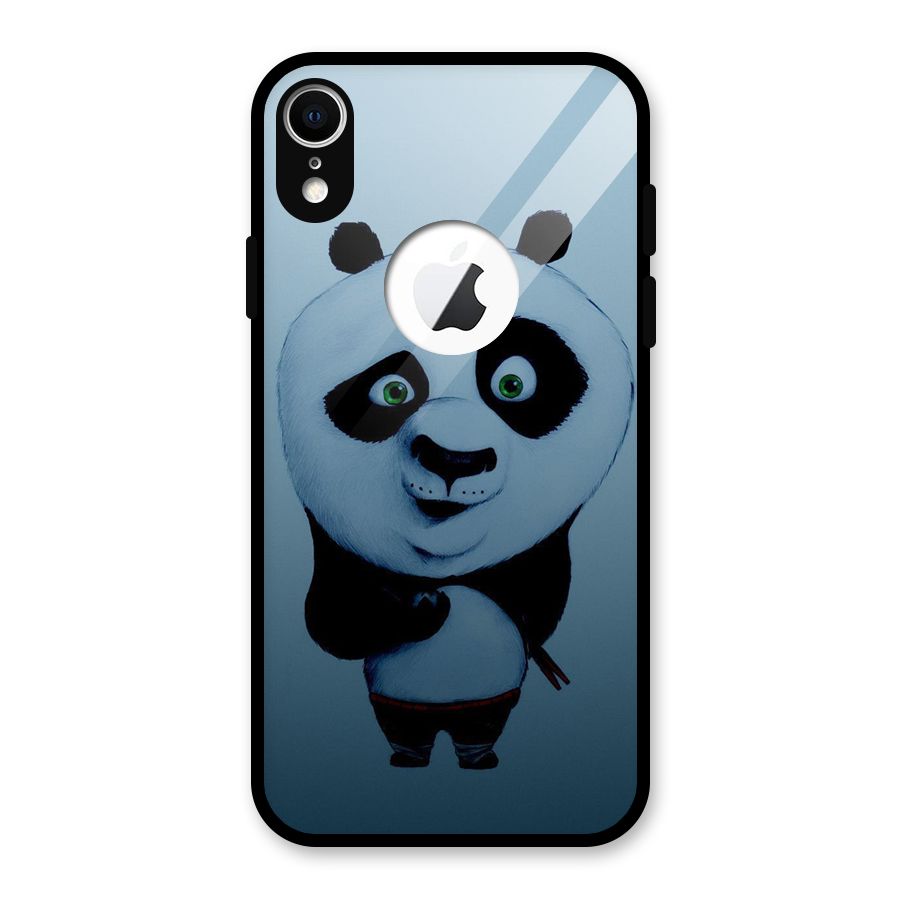 Confused Cute Panda Glass Back Case for iPhone XR Logo Cut