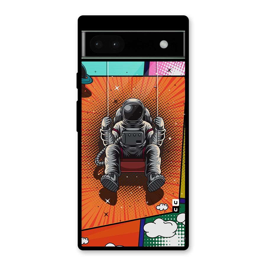 Cool Astraunaut Comic Swing Glass Back Case for Google Pixel 6a