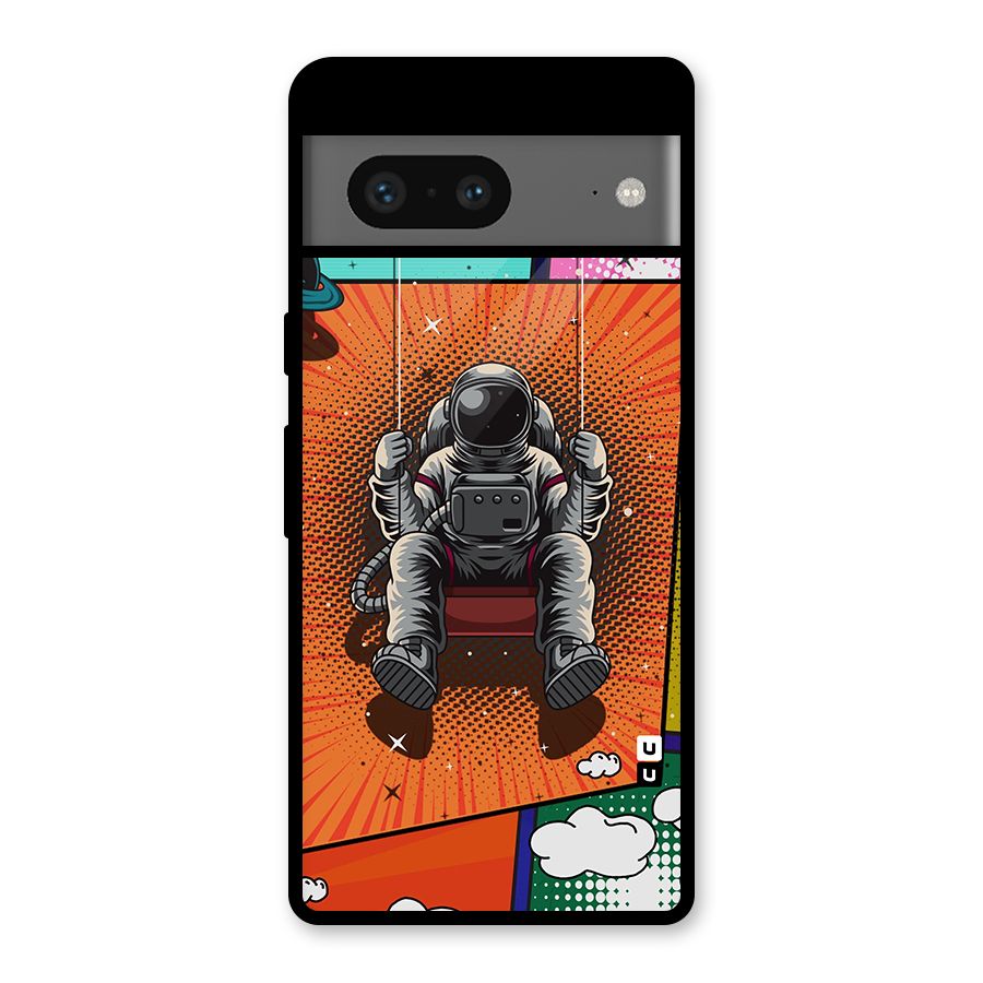 Cool Astraunaut Comic Swing Glass Back Case for Google Pixel 7