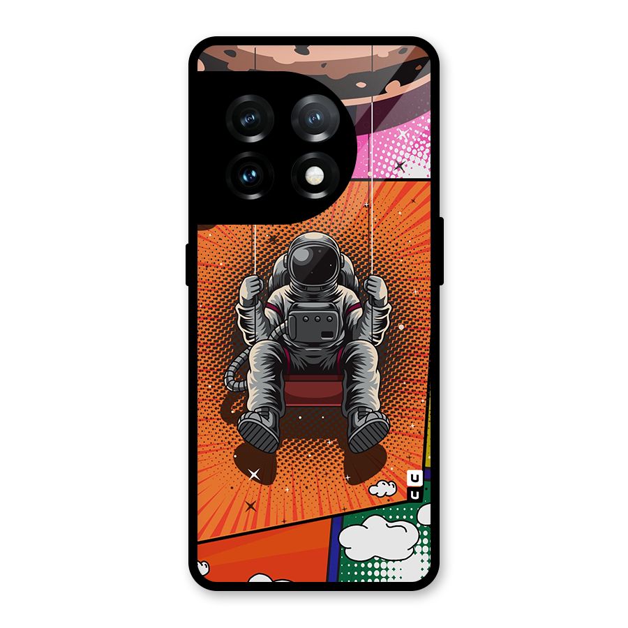 Cool Astraunaut Comic Swing Glass Back Case for OnePlus 11
