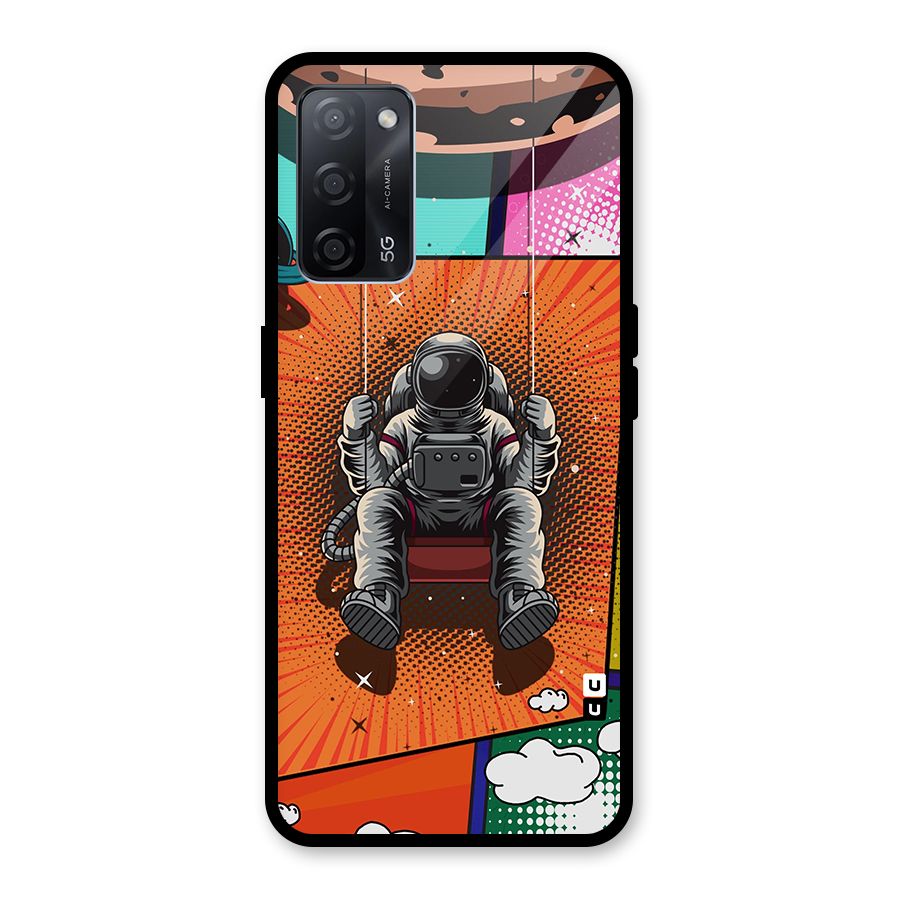 Cool Astraunaut Comic Swing Glass Back Case for Oppo A53s 5G