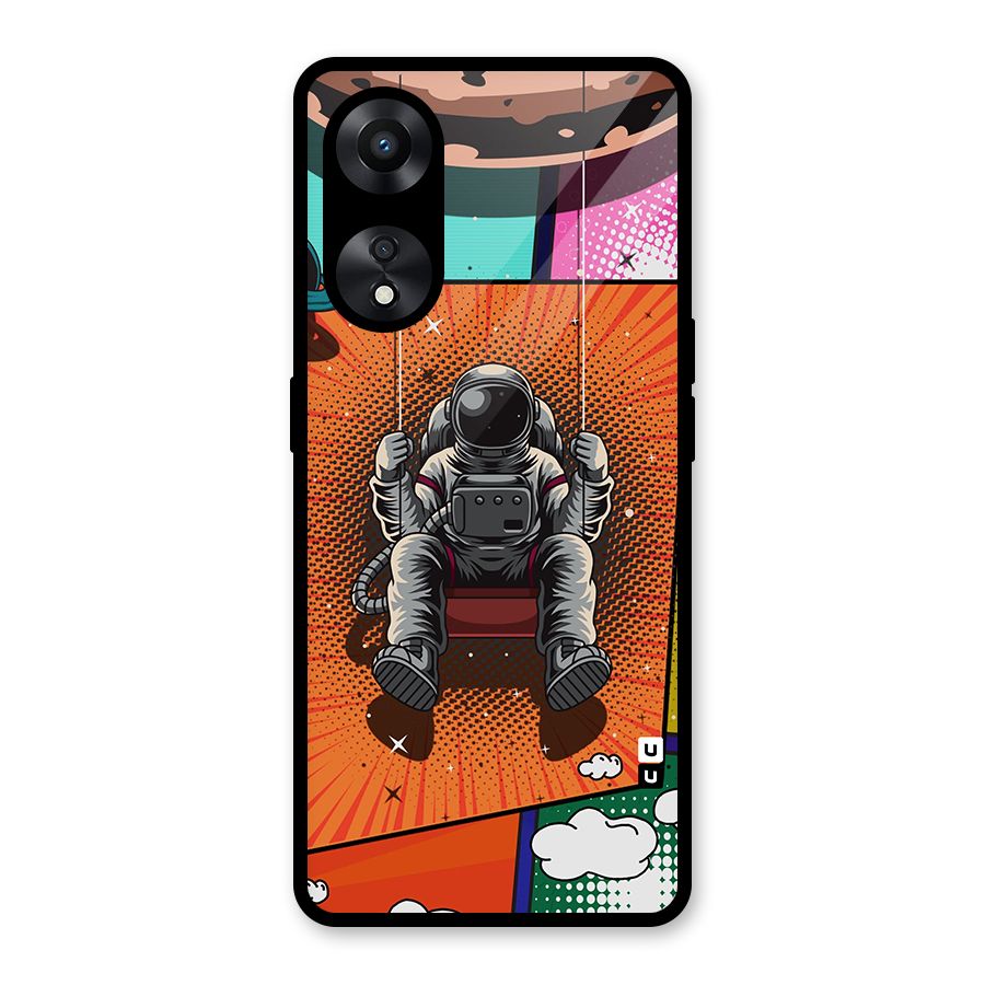 Cool Astraunaut Comic Swing Glass Back Case for Oppo A78
