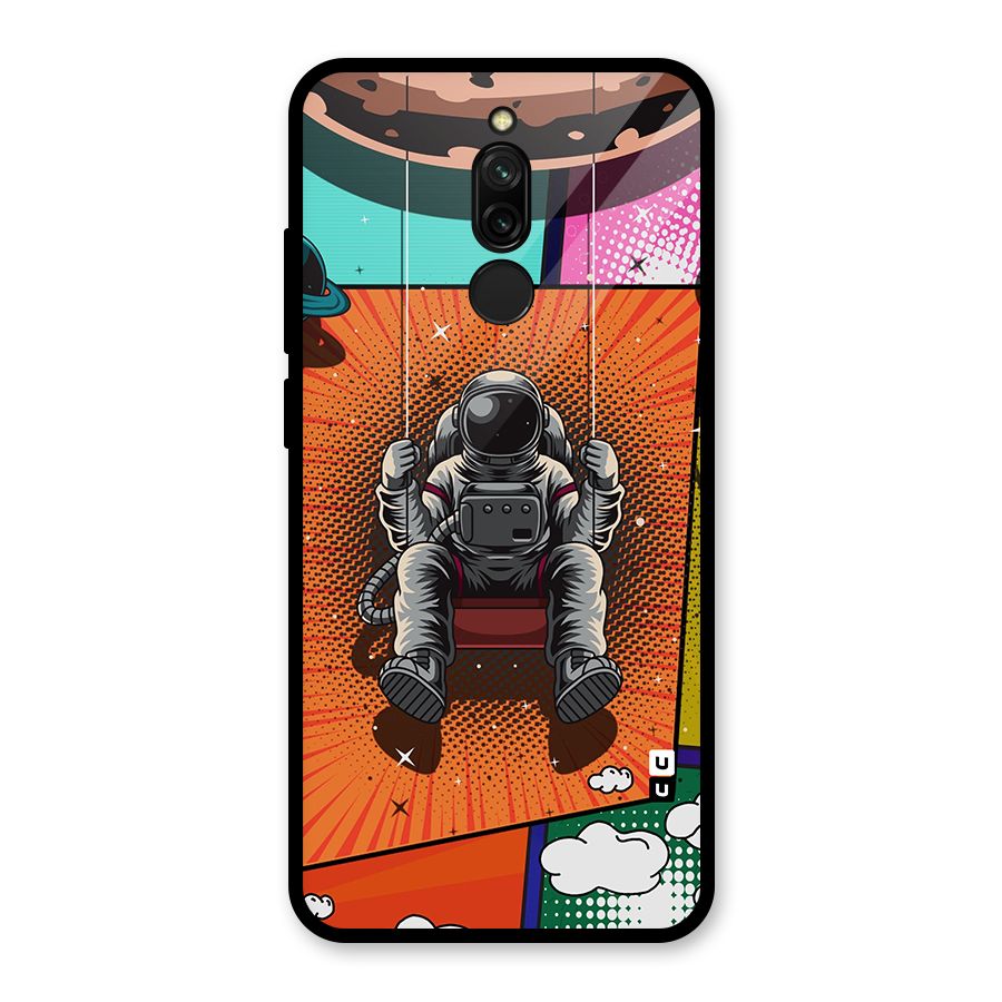 Cool Astraunaut Comic Swing Glass Back Case for Redmi 8