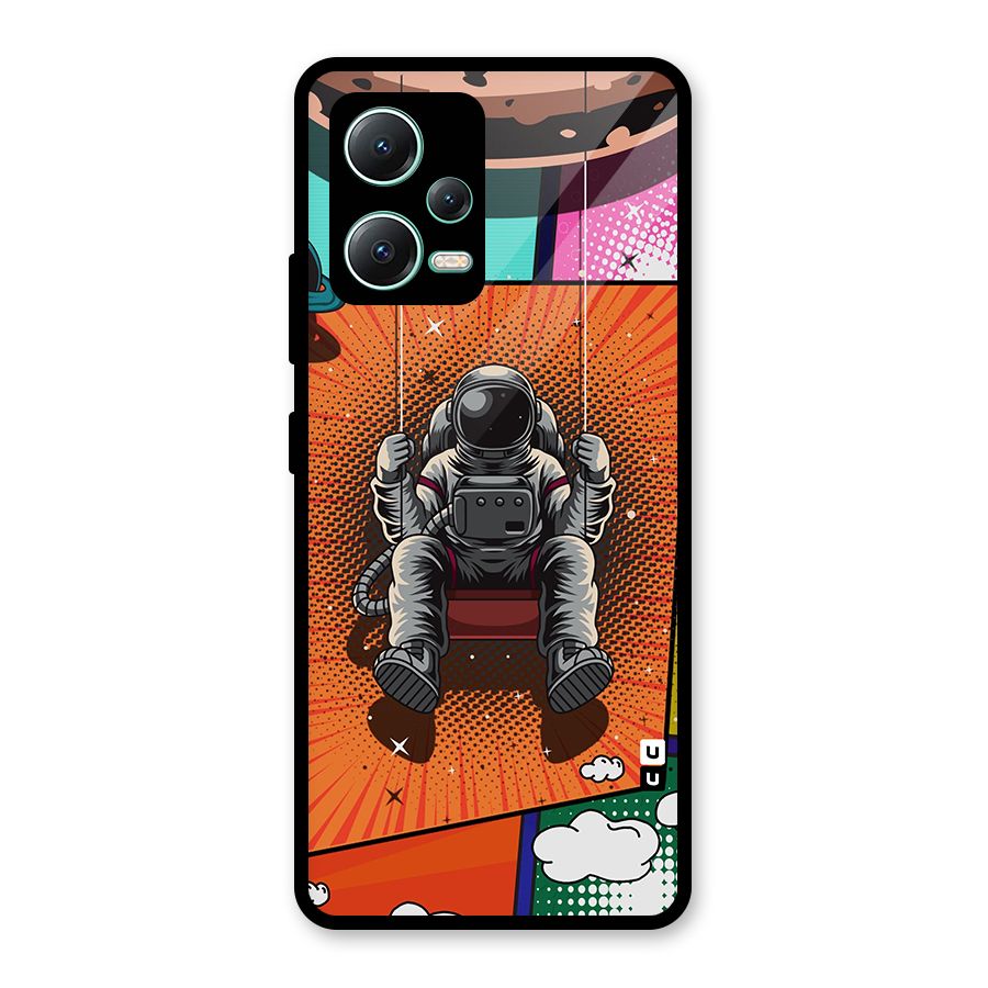 Cool Astraunaut Comic Swing Glass Back Case for Redmi Note 12 5G