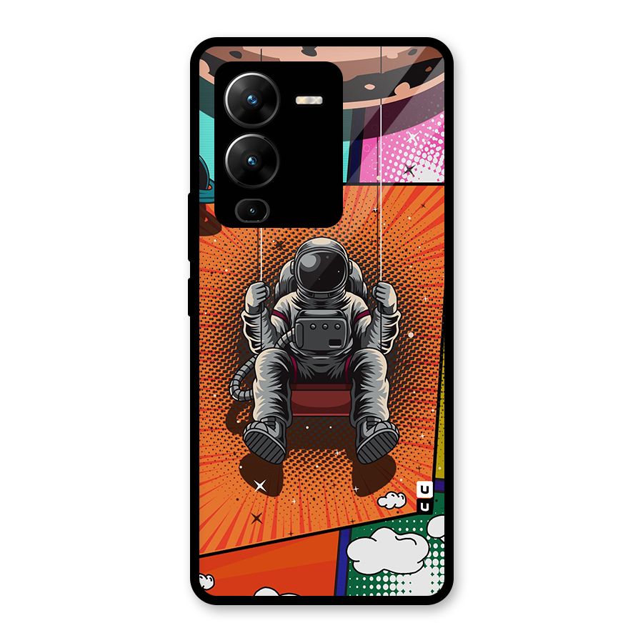 Cool Astraunaut Comic Swing Glass Back Case for Vivo V25 Pro
