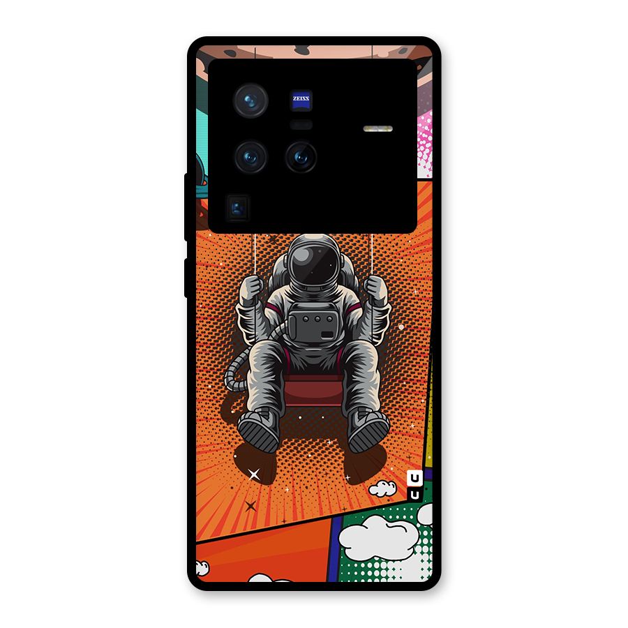 Cool Astraunaut Comic Swing Glass Back Case for Vivo X80 Pro