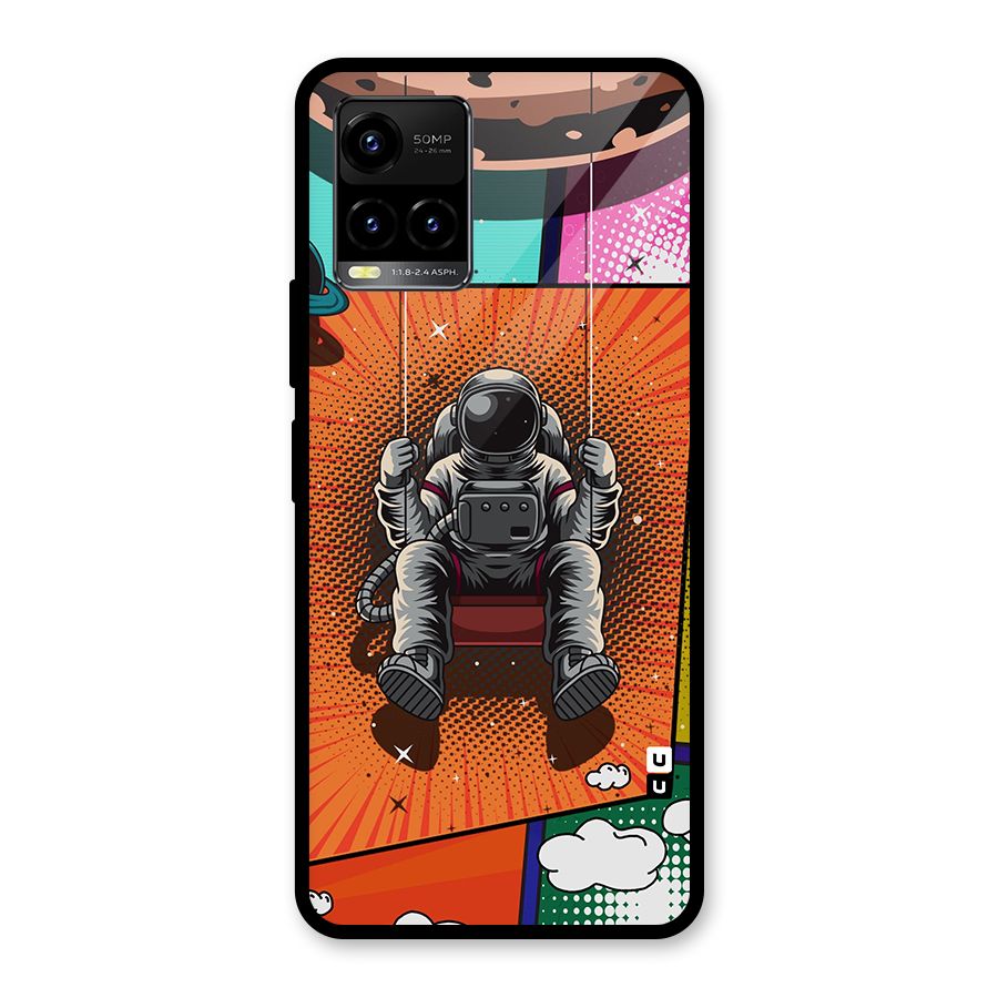 Cool Astraunaut Comic Swing Glass Back Case for Vivo Y21A