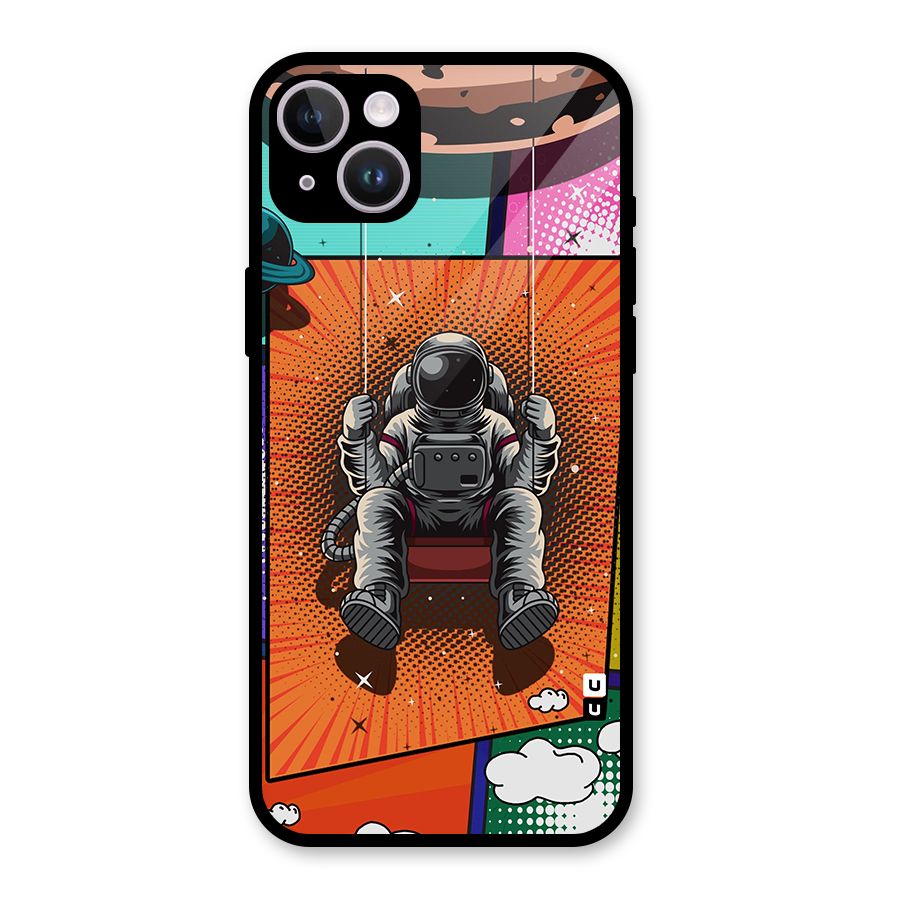 Cool Astraunaut Comic Swing Glass Back Case for iPhone 14 Plus