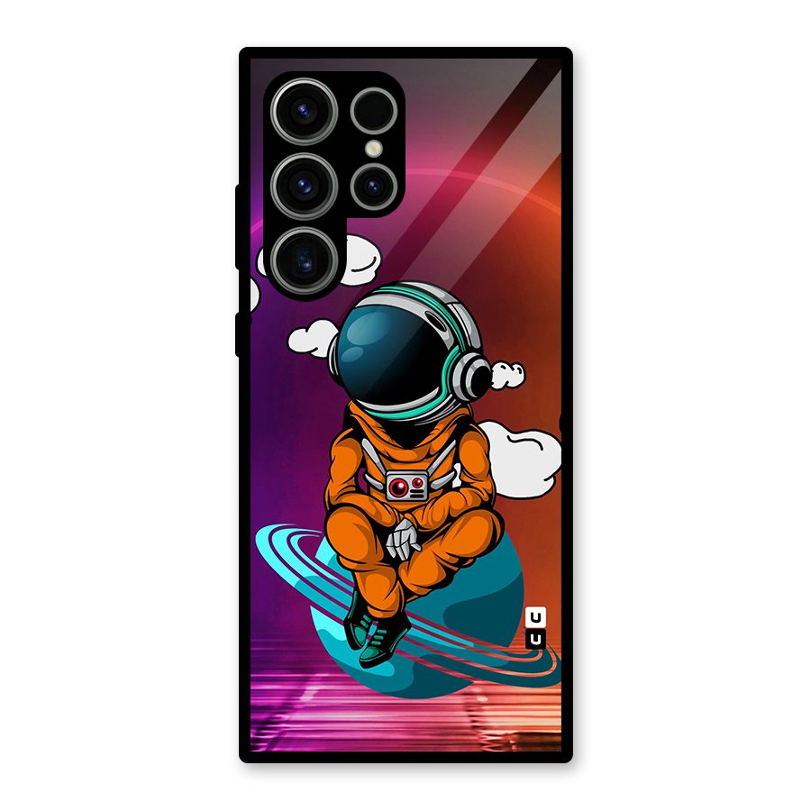 Cool Astraunaut Relaxing Glass Back Case for Galaxy S23 Ultra