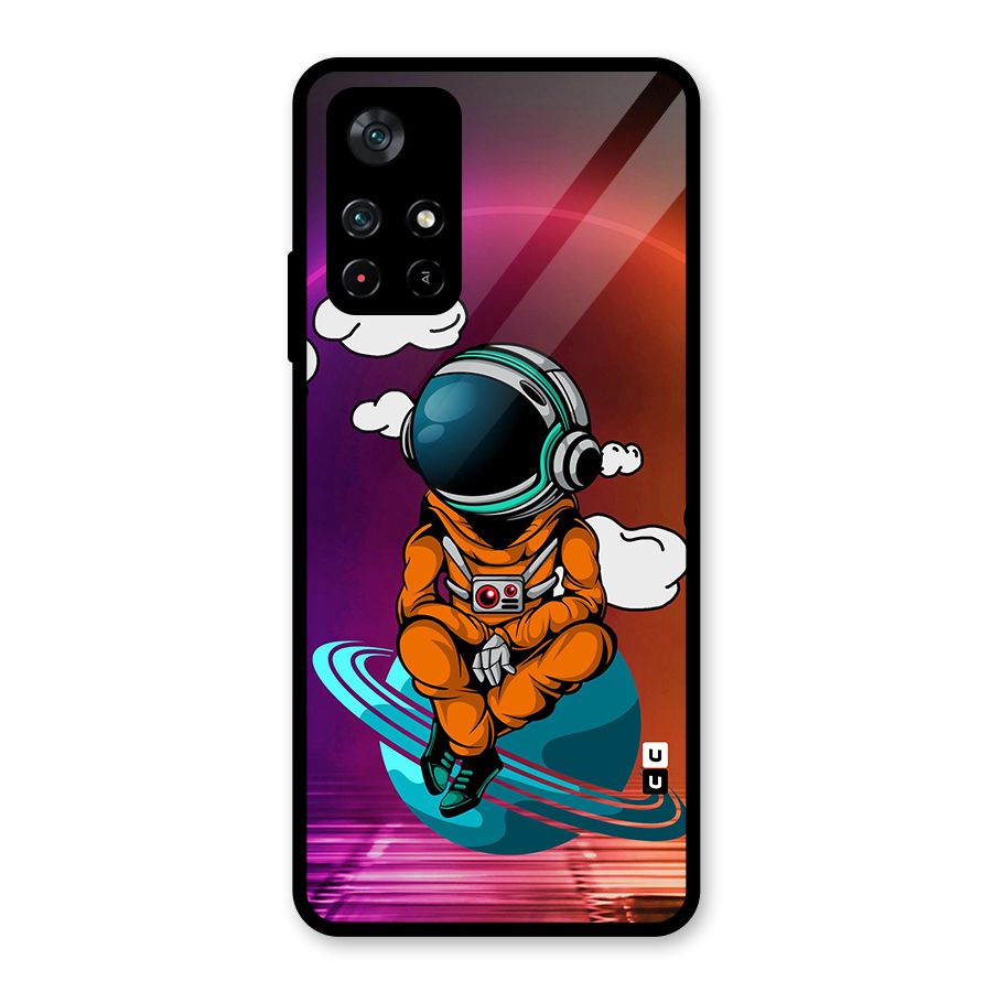 Cool Astraunaut Relaxing Glass Back Case for Poco M4 Pro 5G