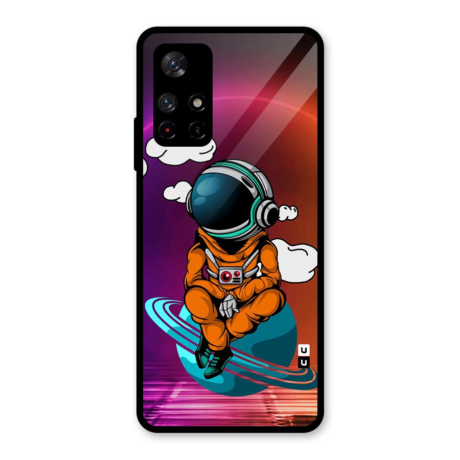 Cool Astraunaut Relaxing Glass Back Case for Redmi Note 11T 5G
