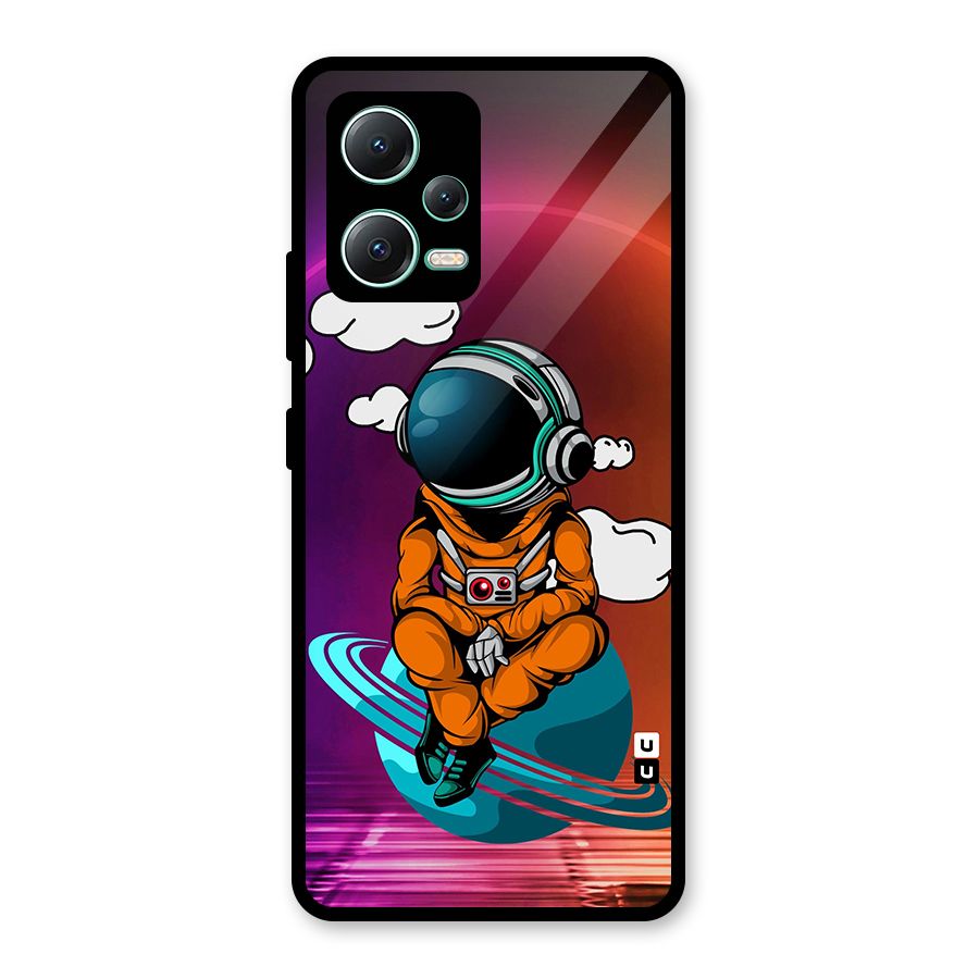 Cool Astraunaut Relaxing Glass Back Case for Redmi Note 12 5G