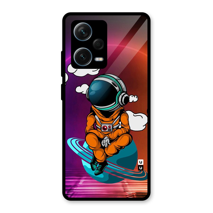 Cool Astraunaut Relaxing Glass Back Case for Redmi Note 12 Pro Plus 5G