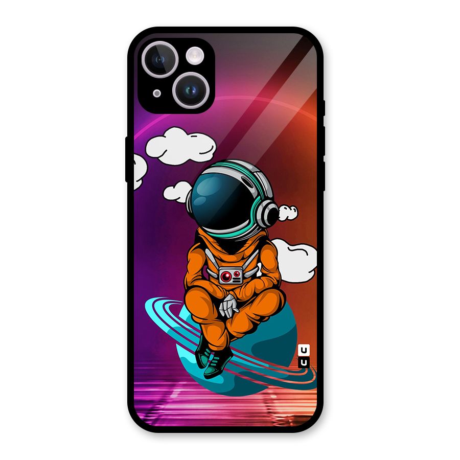 Cool Astraunaut Relaxing Glass Back Case for iPhone 14 Plus