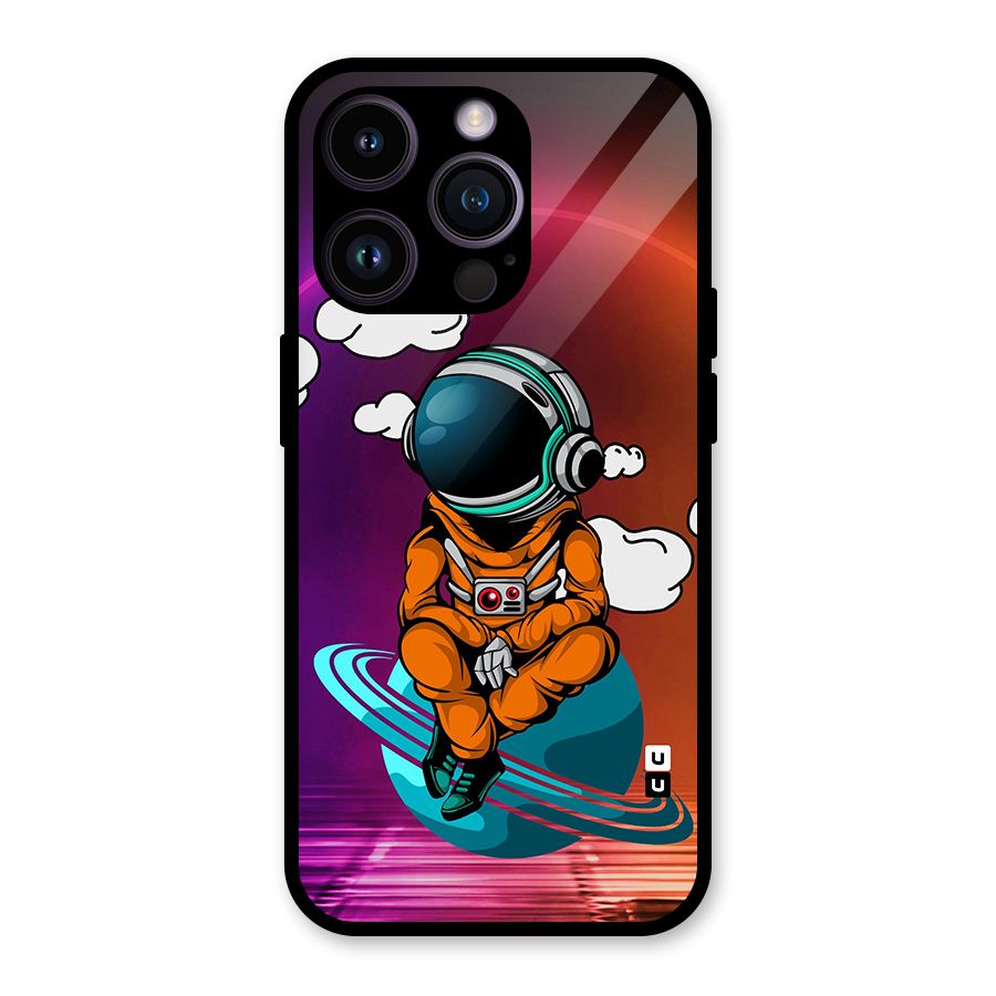 Cool Astraunaut Relaxing Glass Back Case for iPhone 14 Pro