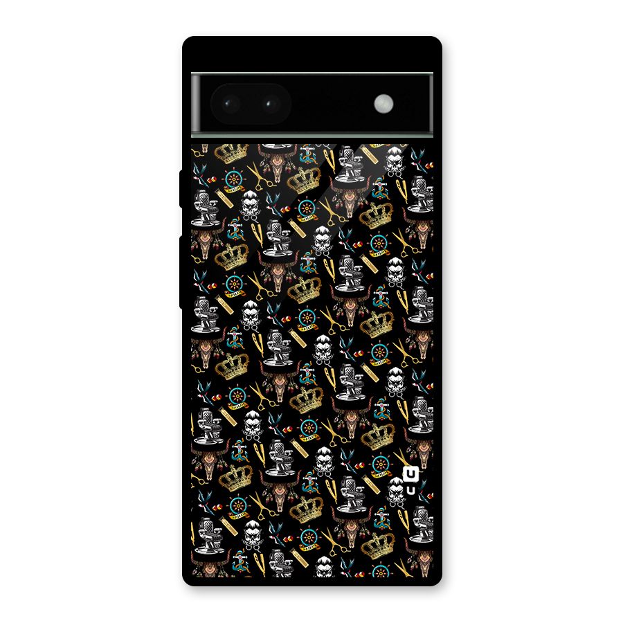 Cool Barber Pattern Glass Back Case for Google Pixel 6a