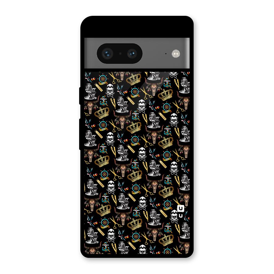 Cool Barber Pattern Glass Back Case for Google Pixel 7