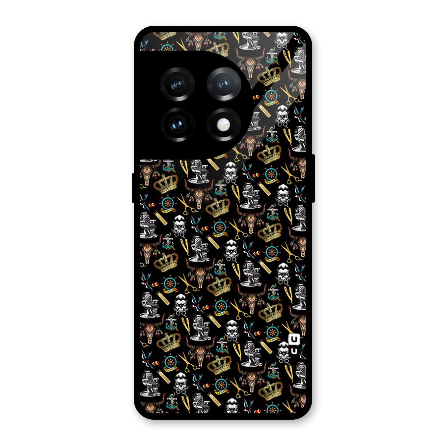 Cool Barber Pattern Glass Back Case for OnePlus 11
