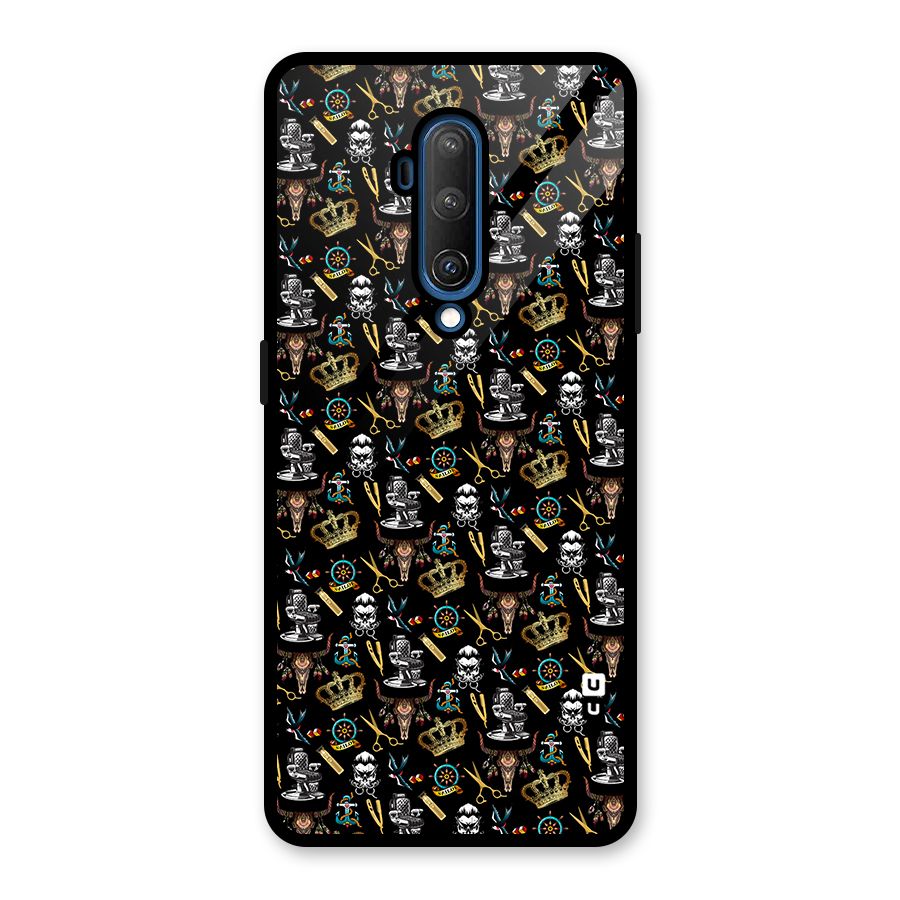Cool Barber Pattern Glass Back Case for OnePlus 7T Pro