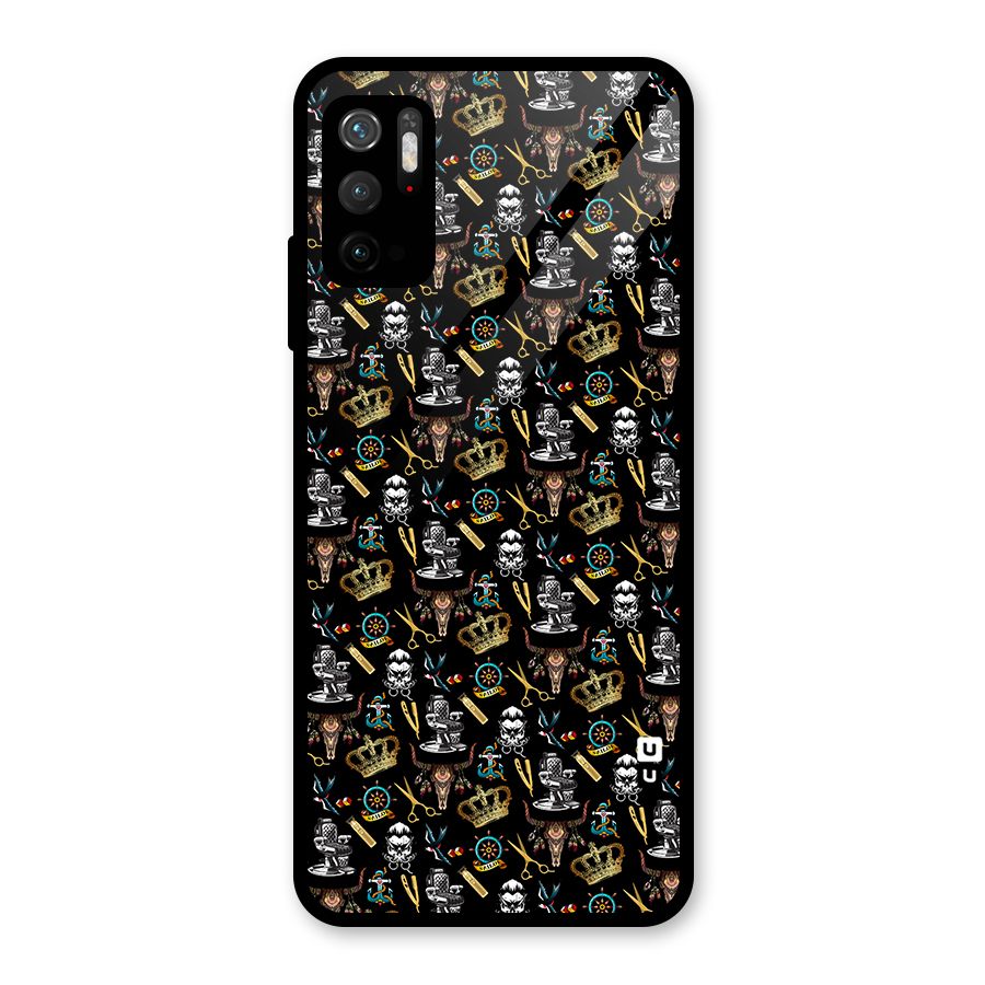Cool Barber Pattern Glass Back Case for Poco M3 Pro 5G