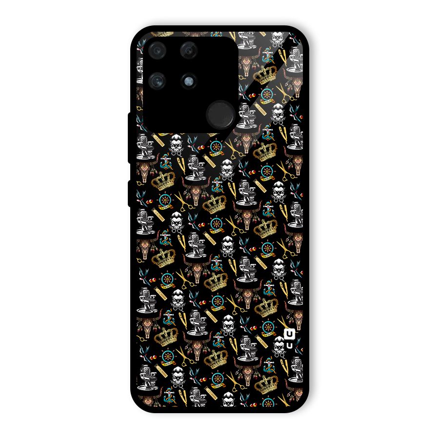 Cool Barber Pattern Glass Back Case for Realme Narzo 50A