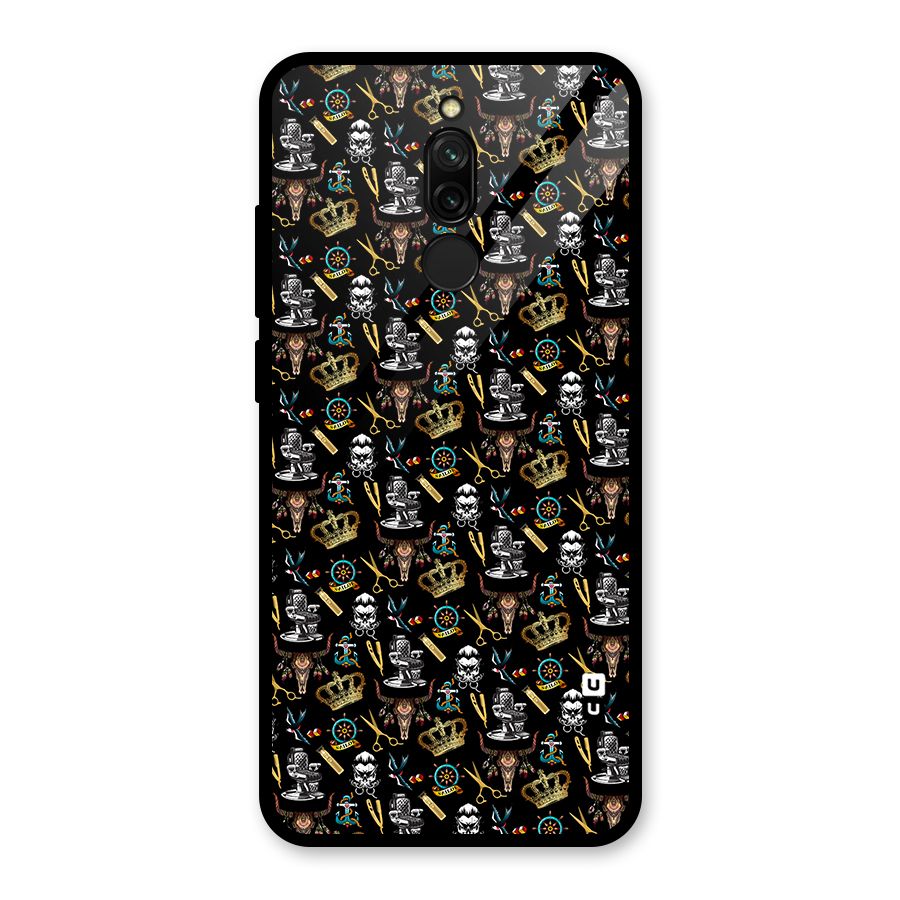 Cool Barber Pattern Glass Back Case for Redmi 8