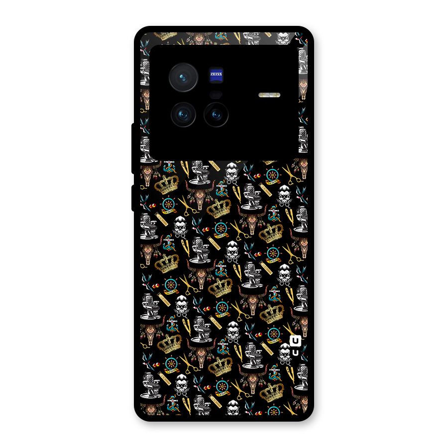 Cool Barber Pattern Glass Back Case for Vivo X80